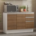 Ver imagem 3 de Balcão de Pia Armário de Cozinha 120 cm 2 Portas e 3 Gavetas (Com Tampo) Branco/Rustic Glamy Madesa