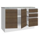 Ver imagem 6 de Balcão de Pia Armário de Cozinha 120 cm 2 Portas e 3 Gavetas (Com Tampo) Branco/Rustic Glamy Madesa