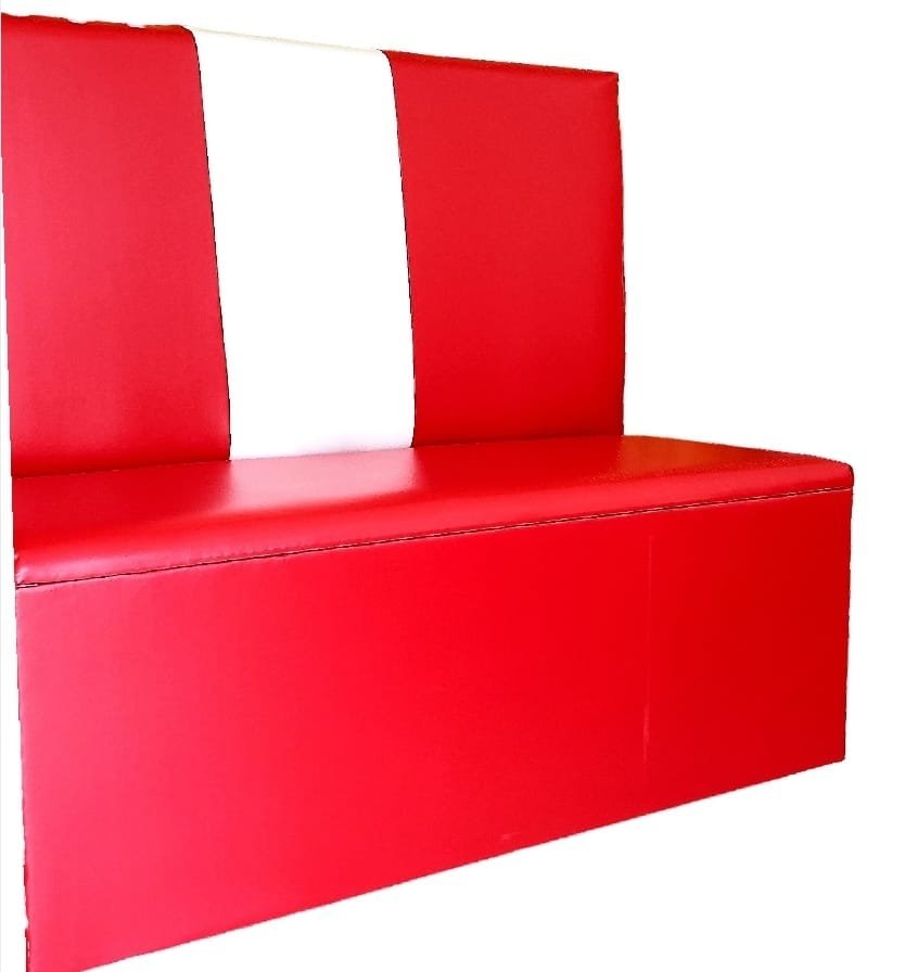 Poltrona Booth Sp 1.10m Vermelha Encosto Faixa Branca