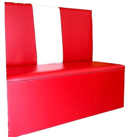 Poltrona Booth Sp 1.10m Vermelha Encosto Faixa Branca