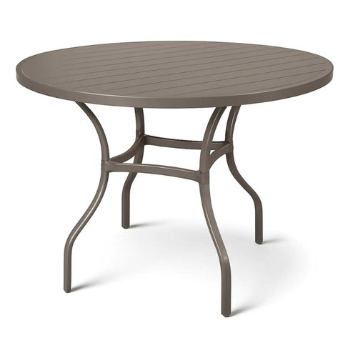 Mesa para Jardim com Tampo Ripado em Alumínio Bege/Fendi