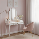 Ver imagem 1 de Penteadeira Clássica Princesa com Gavetas e Pés Luiz Xv - Branco Laca