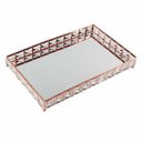 Ver imagem 1 de Bandeja Decorativa Retangular Rose Gold Cobre Cristal com Espelho 30cm Kv0249 Btc