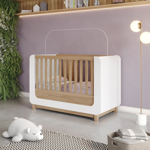 Berço Mini Cama 2 em 1 MDF Sophia Espresso Móveis Marrom Branco/Jequitibá