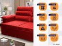 Ver imagem 2 de Sofá Retrátil Reclinável 3 Lugares com Molas 2,00m Quantum Suede Velut Vermelho - King House