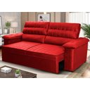 Ver imagem 1 de Sofá Retrátil Reclinável 3 Lugares com Molas 2,00m Quantum Suede Velut Vermelho - King House
