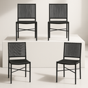 Ver imagem 1 de Cadeira Preta de Aço e Corda Náutica - Kit 4 – Ideal para Sala de Jantar, Cozinha ou Varanda