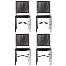 Cadeira Preta de Aço e Corda Náutica - Kit 4 – Ideal para Sala de Jantar, Cozinha ou Varanda - 3