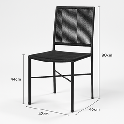 Cadeira Preta de Aço e Corda Náutica - Kit 4 – Ideal para Sala de Jantar, Cozinha ou Varanda - 7