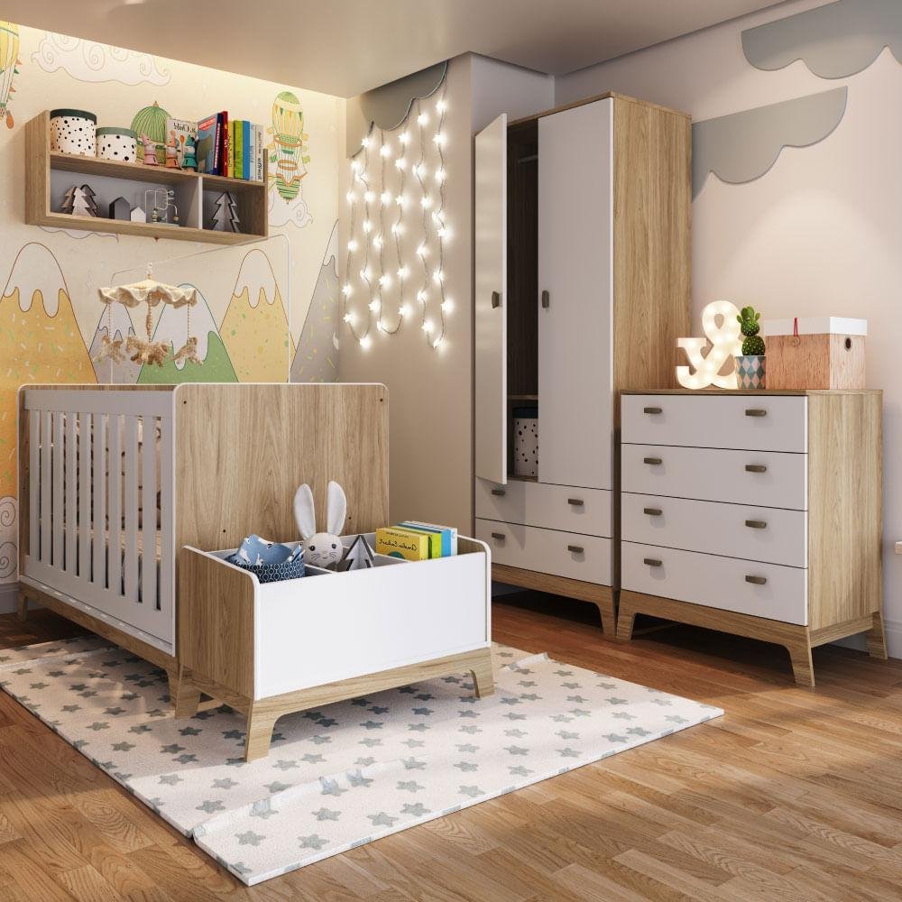 Kit Quarto Bebê Completo com Berço Americano Linha Favo de Mel Itapua ...