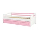 Ver imagem 2 de Bicama Infantil com Cama Auxiliar e Rodízio Madeira Maciça Londrina Branco/Rosa