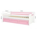 Ver imagem 3 de Bicama Infantil com Cama Auxiliar e Rodízio Madeira Maciça Londrina Branco/Rosa