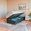 Ver imagem 1 de Cama Box Baú Solteiro Couro Preto + Colchão Paris Branco Couro Preto/branco
