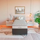 Ver imagem 4 de Cama Box Baú Solteiro Couro Preto + Colchão Paris Branco Couro Preto/branco