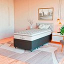 Ver imagem 3 de Cama Box Baú Solteiro Couro Preto + Colchão Paris Branco Couro Preto/branco