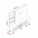 Ver imagem 4 de Estante para TV e Home Theater até 60 Polegadas 200cmx185cm 2 Portas com Rodizios Frizz Plus Branco Cinamomo/Off White