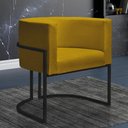 Ver imagem 2 de Kit 2 Poltronas Decorativa Nayara Base de Ferro Preto Cor: Suede Amarelo - Twdecora