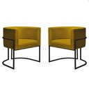 Ver imagem 1 de Kit 2 Poltronas Decorativa Nayara Base de Ferro Preto Cor: Suede Amarelo - Twdecora