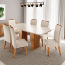Ver imagem 4 de Conjunto Sala de Jantar 6 Lugares Retangular Tampo de MDF Jersey Cobre/Blonde/Bege - Casa Giulia