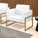 Ver imagem 2 de Poltrona Base Industrial Alta Dourado Marisa Corano Branco D03 - D’Rossi
