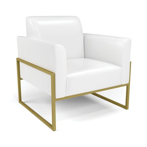 Poltrona Base Industrial Alta Dourado Marisa Corano Branco D03 - D’Rossi