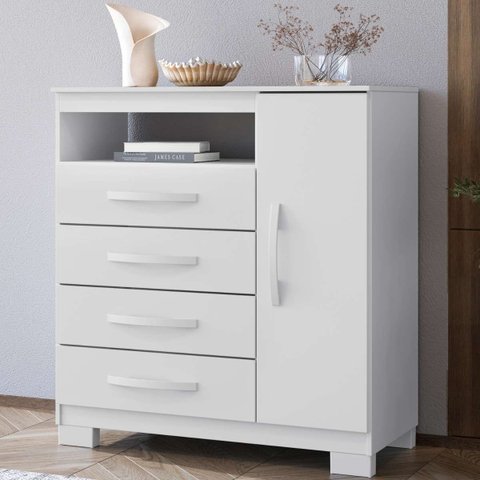 Cômoda Quarto 4 Gaveteiros Organizador Porta Multiuso Branco