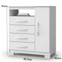Ver imagem 3 de Cômoda Quarto 4 Gaveteiros Organizador Porta Multiuso Branco