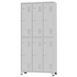 Armário Roupeiro de Aço Vestiário Academia 6 Portas Locker Cinza com Chave - 1