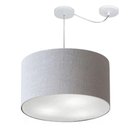 Ver imagem 1 de Lustre Pendente Cilíndrico com Desvio Md-4235 Cúpula em Tecido 45x30cm Rustico Cinza - Bivolt