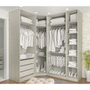Ver imagem 1 de Guarda Roupa Canto Closet sem Portas 4 Peças, 3 Gavetas, 4 Cabideiro Prime Luciane Móveis