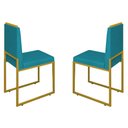 Ver imagem 1 de Conjunto Duas Cadeiras Sala Jantar Barcelona Base Dourado:azul Turquesa