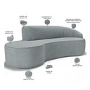 Ver imagem 3 de Sofá 3 Lugares Curvo Sala de Estar Living Firenze Direito D02 Linho Cinza 230 cm D-474 - Lyam