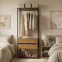 Ver imagem 1 de Guarda-Roupa Closet Modulado 70cm Cabideiro e 2 Gavetas Siena Yescasa Marrom/Preto