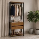 Ver mais imagens de Guarda-Roupa Closet Modulado 70cm Cabideiro e 2 Gavetas Siena Yescasa Marrom/Preto