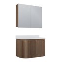 Ver imagem 1 de Conjunto Gabinete para Banheiro Emma 2 Portas MDF 15mm 80cm Amadeirado Venturi com Espelheira