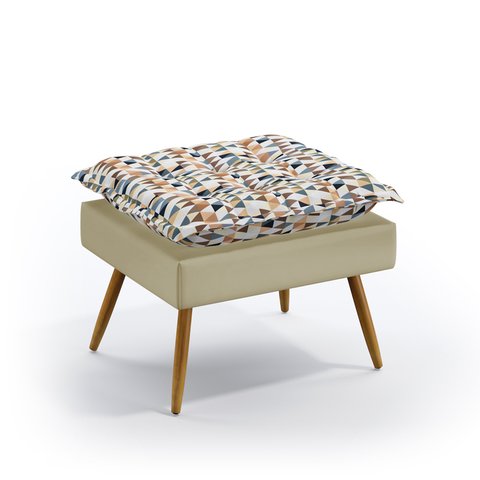 Puff Lunar / Sued Estampado Laranja e Bege