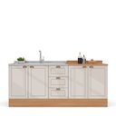 Ver imagem 4 de Cozinha Pérola Rodapé 2 Peças Balcão 3 Gavetas 2 Portas e Balcão 2 Portas Yescasa Off White/Freijó