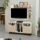 Ver imagem 1 de Rack com Painel para Tv até 32 Polegadas 2 Portas e Pés Retrô Netmobil - Branco/dubai