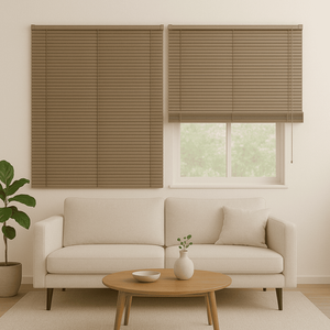 Persiana Horizontal Pvc 25mm Block Luxo 200larg X 160alt Café (2 Pçs) - Quarto/sala/ Escritório/cozi