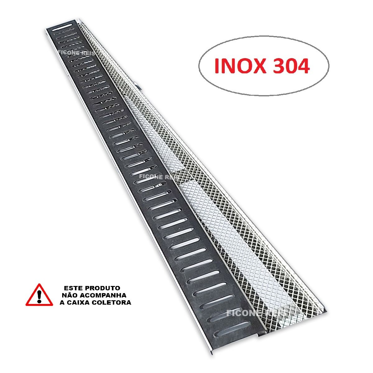 Ralo Linear 5cm x 50cm Inox 304 com suporte e Tela Anti Insetos Borda de Piscina Ficone Reis - 3