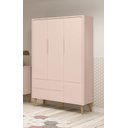 Ver imagem 2 de Guarda-Roupa Retrô 3 Portas Théo New Rosa Fosco com Natural - Reller