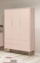 Ver imagem 2 de Guarda-Roupa Retrô 3 Portas Théo New Rosa Fosco com Natural - Reller