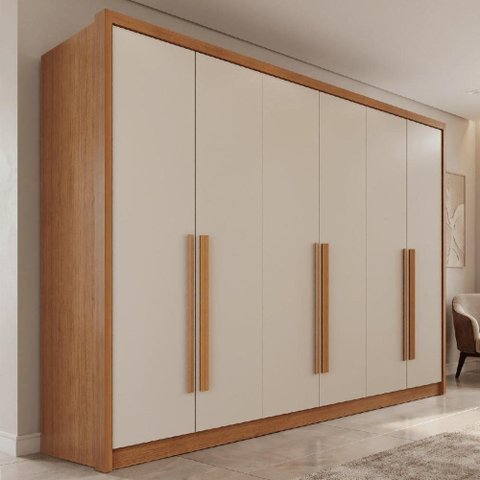 Guarda-Roupa Casal com 6 Portas e 4 Gavetas Multimóveis Crnvh-GRP146 Cinamomo/Bege
