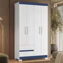 Ver imagem 2 de Guarda Roupa Solteiro Olímpia 4 Portas 2 Gavetas Quadriflex Branco/azul - Móveis Albatroz