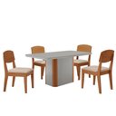 Ver imagem 2 de Mesa de Jantar Isadora 120cm Tampo MDF Vidro com 4 Cadeiras Veludo Creme Off White Naturale
