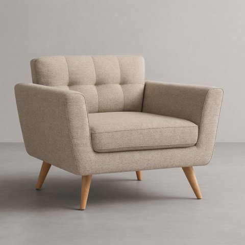 Poltrona Conceito Burn Linho Premium - Bege