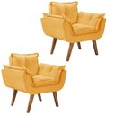 Ver imagem 1 de Kit 2 Poltronas Opalla Pés Palito 1 Lugar D Salla Suede