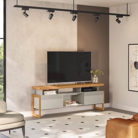 Rack Esmeralda Tv de até 70" Nature/off White Linea Brasil