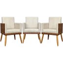 Ver imagem 1 de Kit 3 Poltronas Decorativas Modernas para Sala Lis Corino e Suede Cores Pé Palito