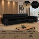 Ver imagem 5 de Sofá em Corino 344cm com Chaise 4 Lugares Pés em Metal Linha Premium Maximu